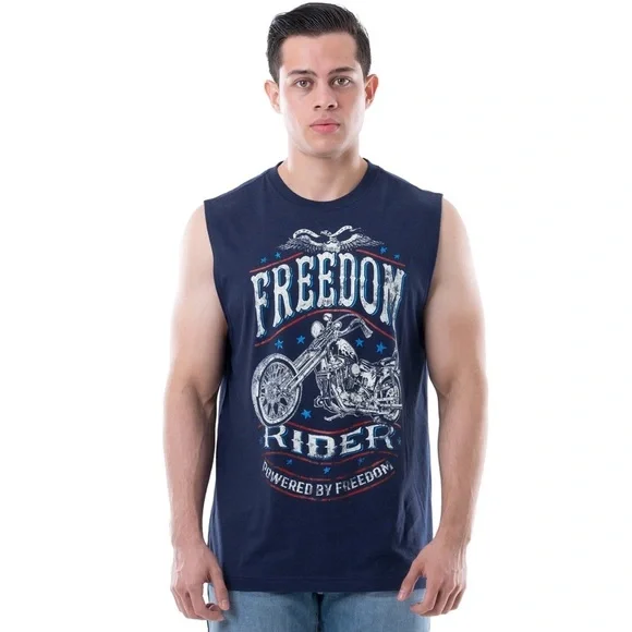 COPY - Way To Celebrate Men's Americana Graphic Muscle Tank Top, Size L - Picture 2 of 8